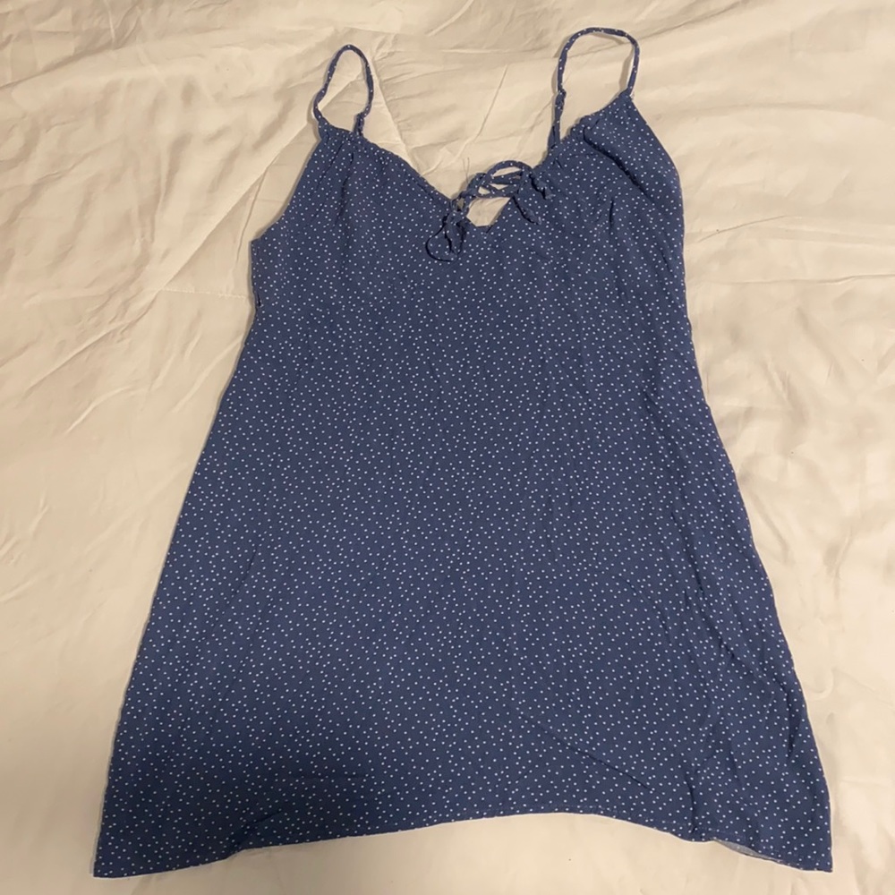 LA Hearts Polka Dot Strapless Dress